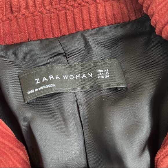 Zara Dark Orange Double Breasted Oversized Corduroy Blazer - Picture 6 of 6